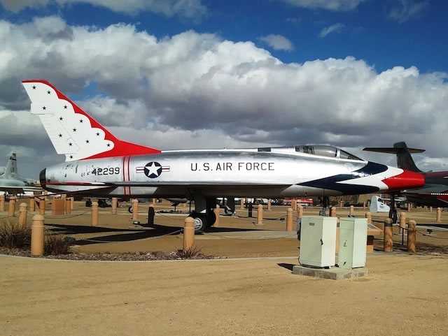 F-100D Super Sabre, S/N 42299, in the USAF Thundebird colors, Palmdale, California